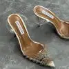 AQUAZZURA Hills Transparent Silver Slingback Heels