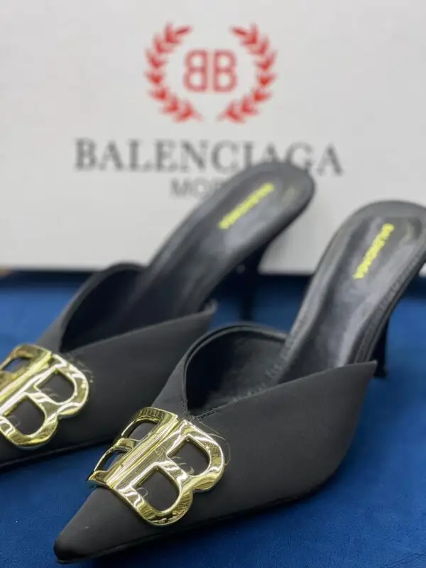 BALENCIAGA Velvet BB Toe Mules
