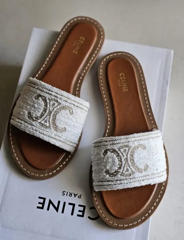 CELINE Luxe Woven Leather Mule Sandals