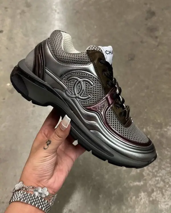 CHANEL Taupe & Charcoal Sneakers