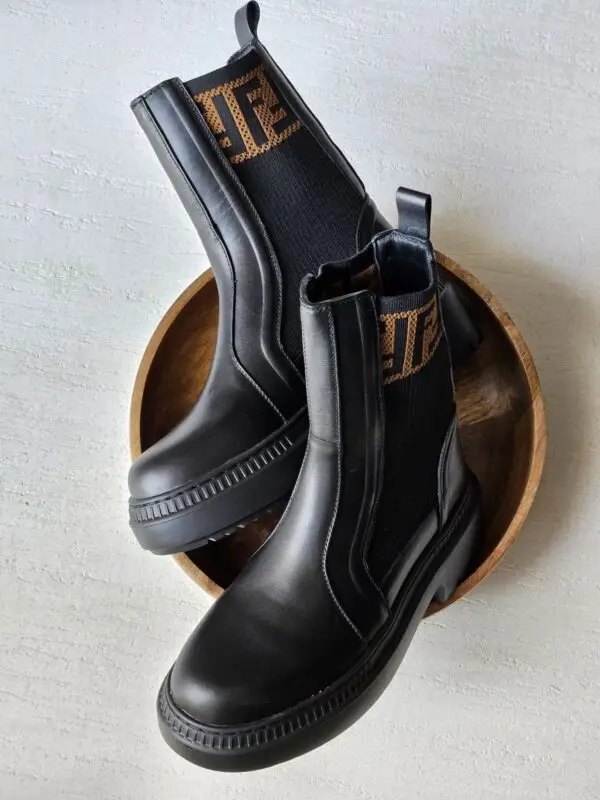 FENDI Domino Leather Biker Boots