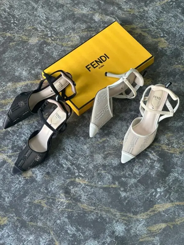 FENDI Colibri Micromesh Slingback Heels