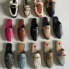 GUCCI Summer Straw Knit Mules with Web Stripe