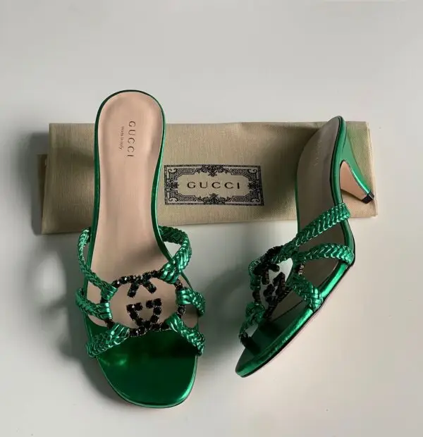 GUCCI GG Crystal Mid-Heel Pump