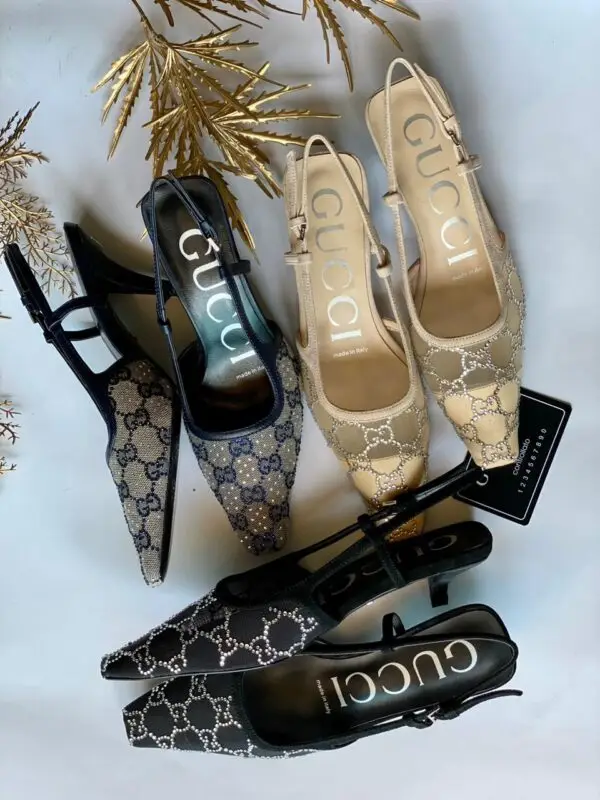 GUCCI GG Crystal Slingback Pump