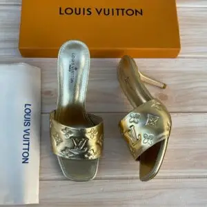 Louis Vuitton Gold Embossed Heels