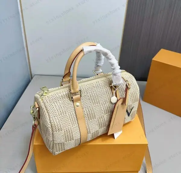 Louise Vuitton Straw Weave Tote Bag