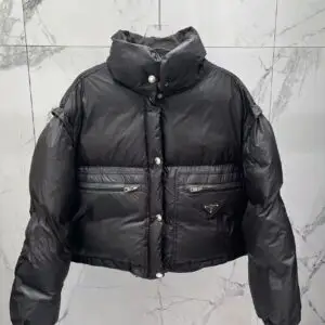 PRADA Ring-Collar Cropped Down Jacket