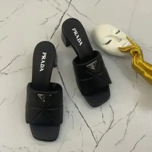 PRADA Diagram Quilted Leather Sandals