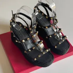 Valentino Rockstud Wedge Sandals