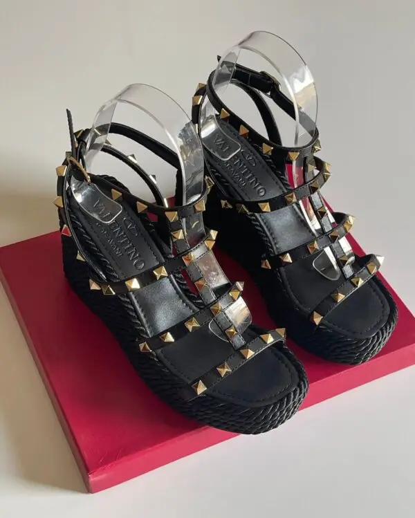 Valentino Rockstud Wedge Sandals