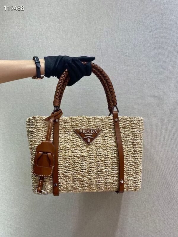 Prada Woven Raffia Handle Tote