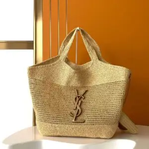 Saint Laurent Raffia Icare Tote Bag