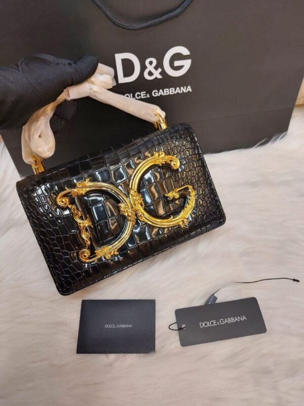 Dolce & Gabbana Crocodile-Print Leather Shoulder Bag