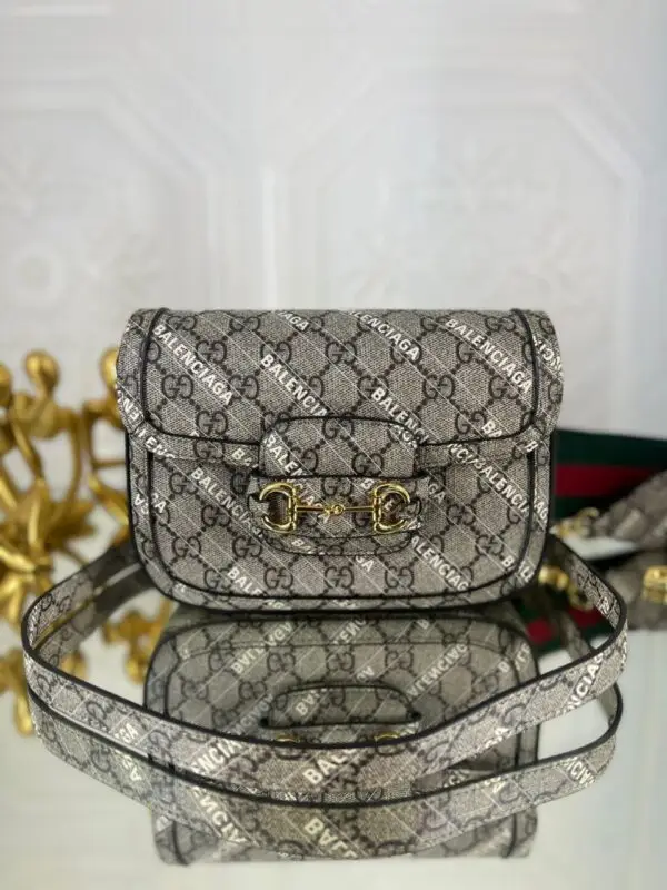 GUCCI Horsebit 1955 Canvas Saddle Bag